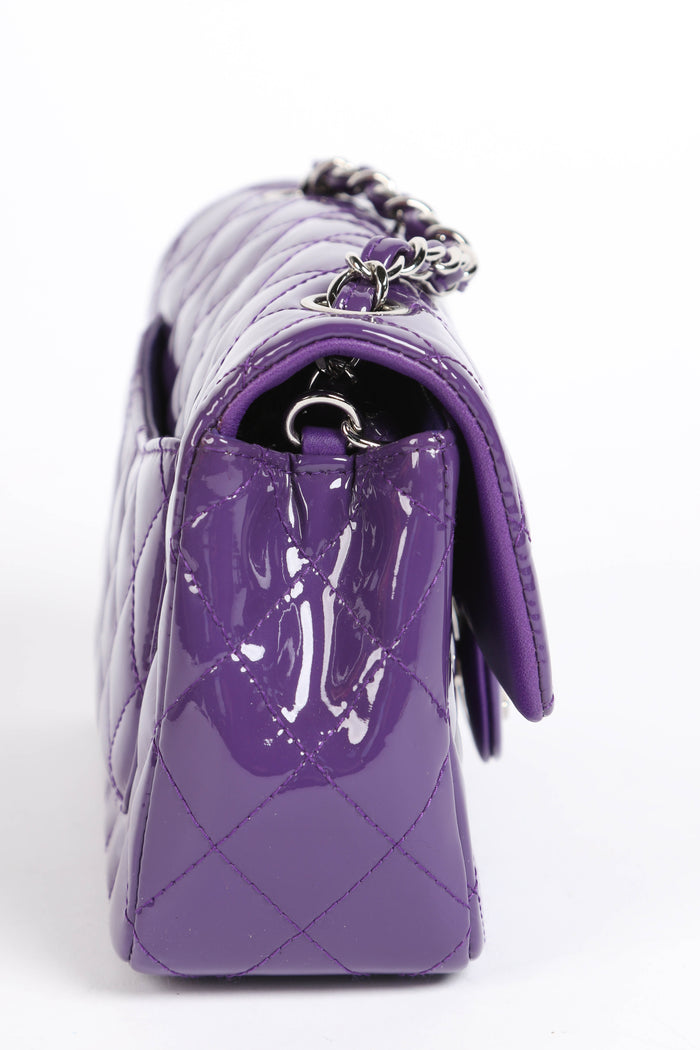 2010s Chanel Purple Patent Leather Mini Rectangular Single Flap Bag