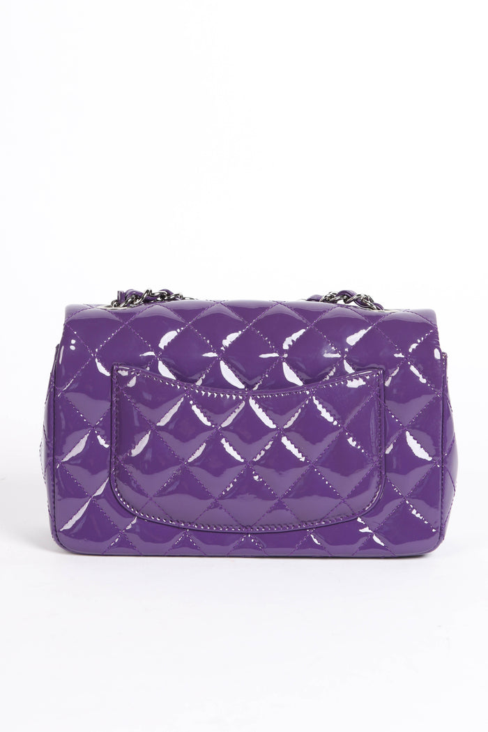 2010s Chanel Purple Patent Leather Mini Rectangular Single Flap Bag