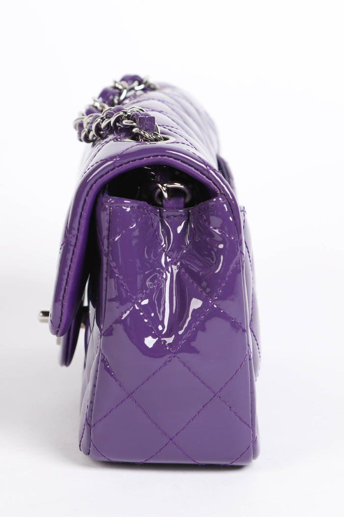 2010s Chanel Purple Patent Leather Mini Rectangular Single Flap Bag