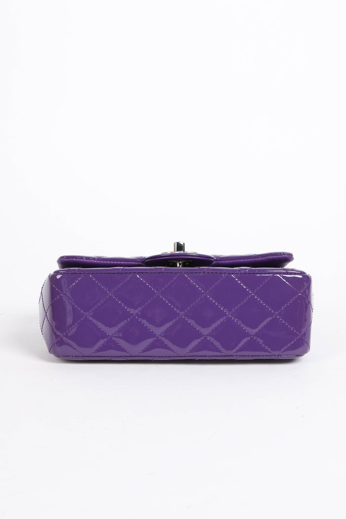 2010s Chanel Purple Patent Leather Mini Rectangular Single Flap Bag