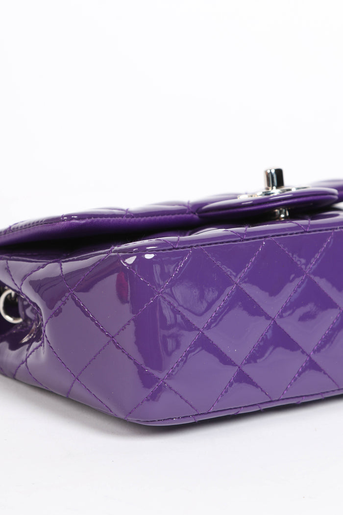 2010s Chanel Purple Patent Leather Mini Rectangular Single Flap Bag