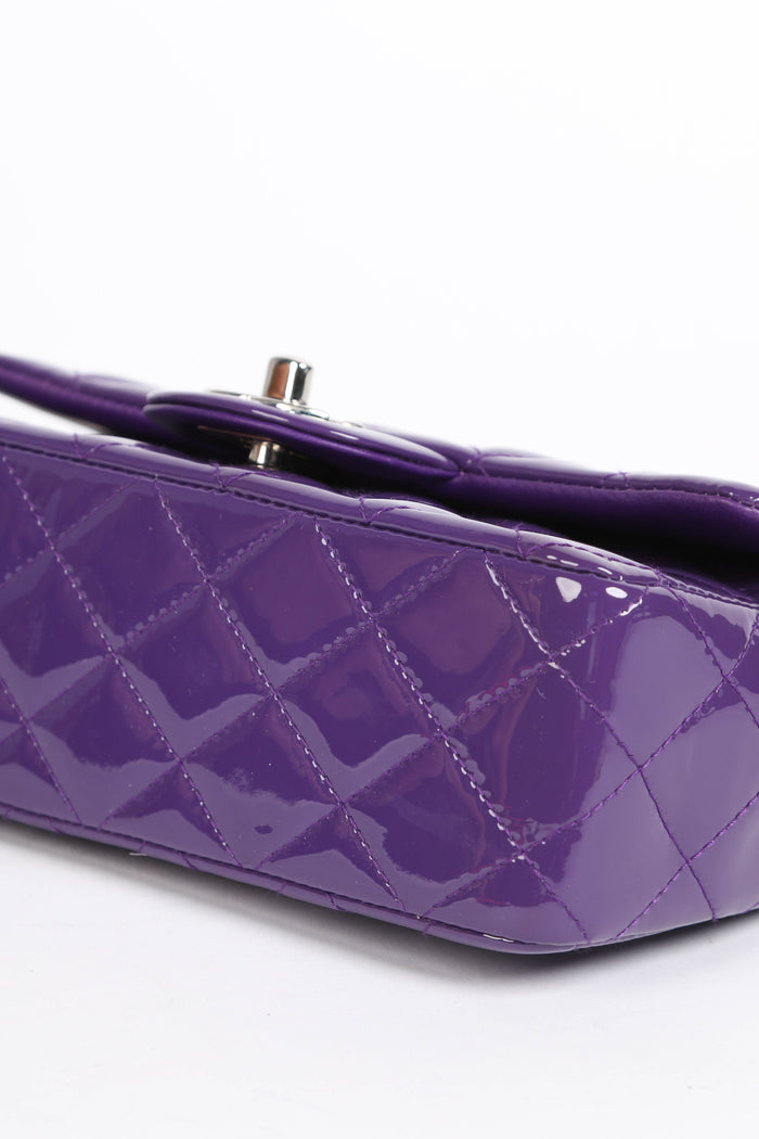 2010s Chanel Purple Patent Leather Mini Rectangular Single Flap Bag