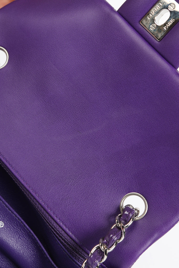 2010s Chanel Purple Patent Leather Mini Rectangular Single Flap Bag