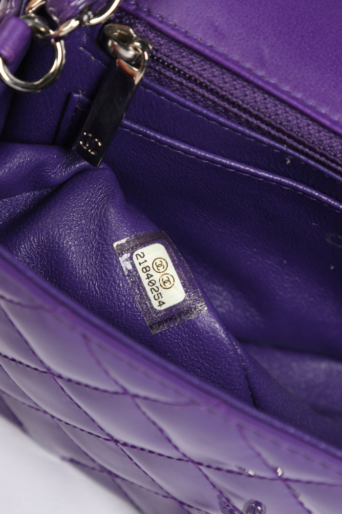 2010s Chanel Purple Patent Leather Mini Rectangular Single Flap Bag