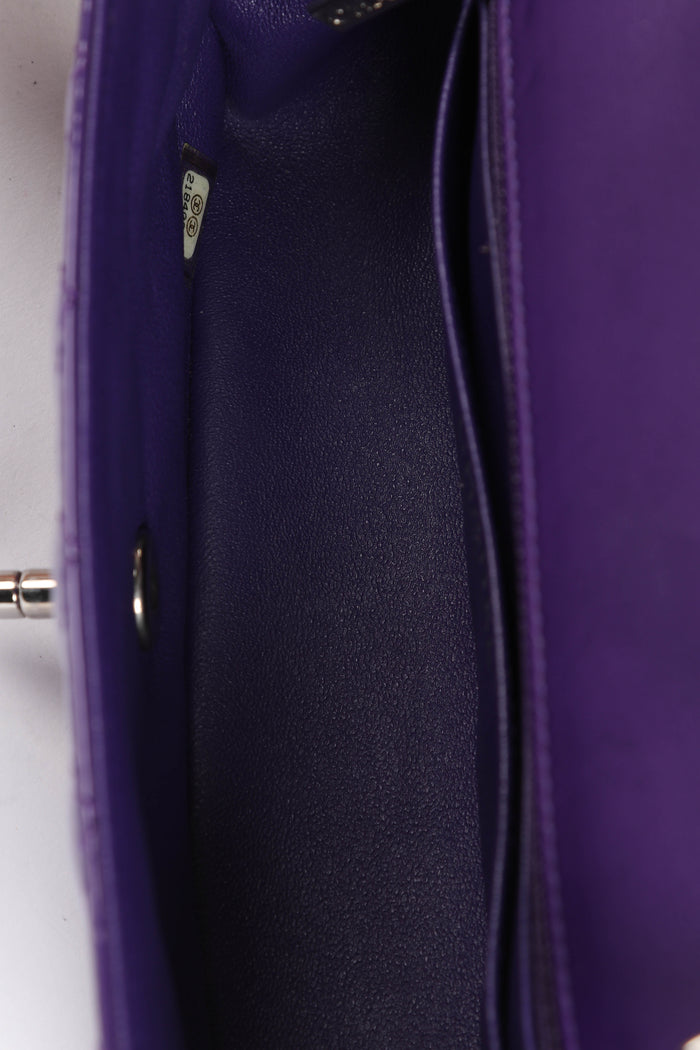 2010s Chanel Purple Patent Leather Mini Rectangular Single Flap Bag