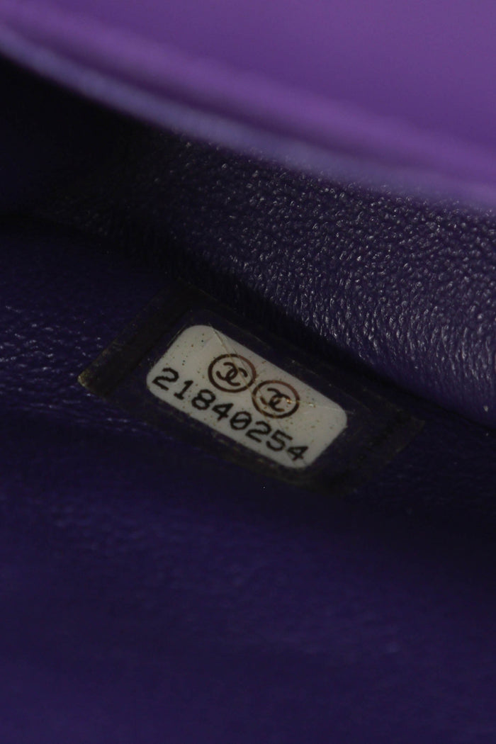 2010s Chanel Purple Patent Leather Mini Rectangular Single Flap Bag
