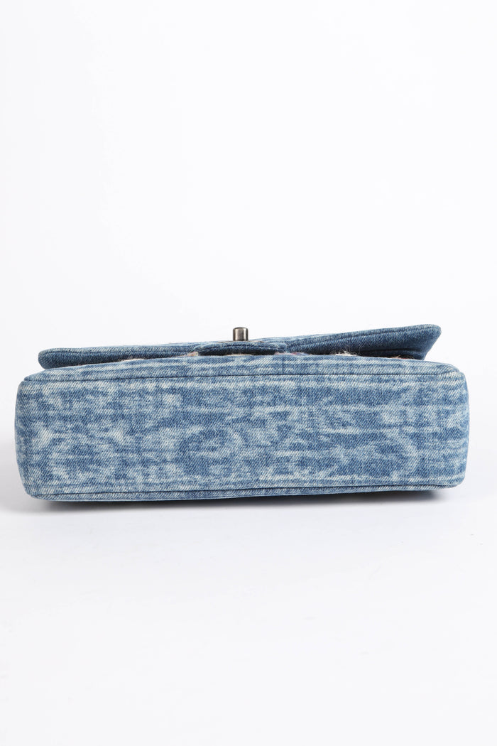 2010s Chanel Denim and Tweed Medium Double Flap Bag