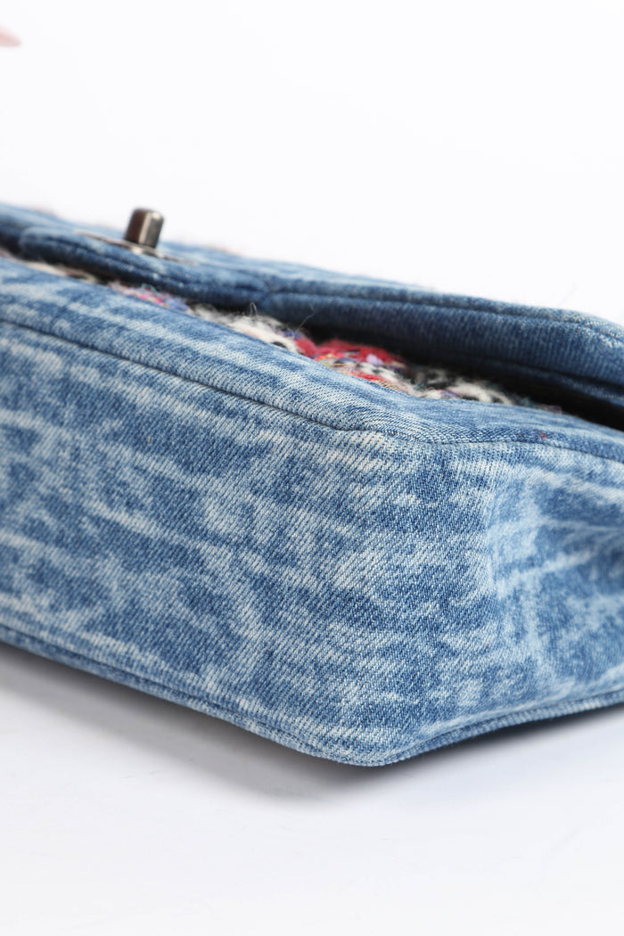 2010s Chanel Denim and Tweed Medium Double Flap Bag