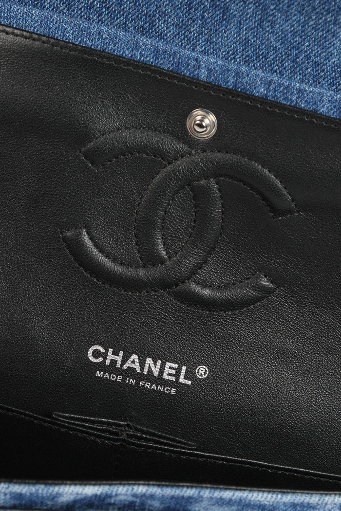 2010s Chanel Denim and Tweed Medium Double Flap Bag