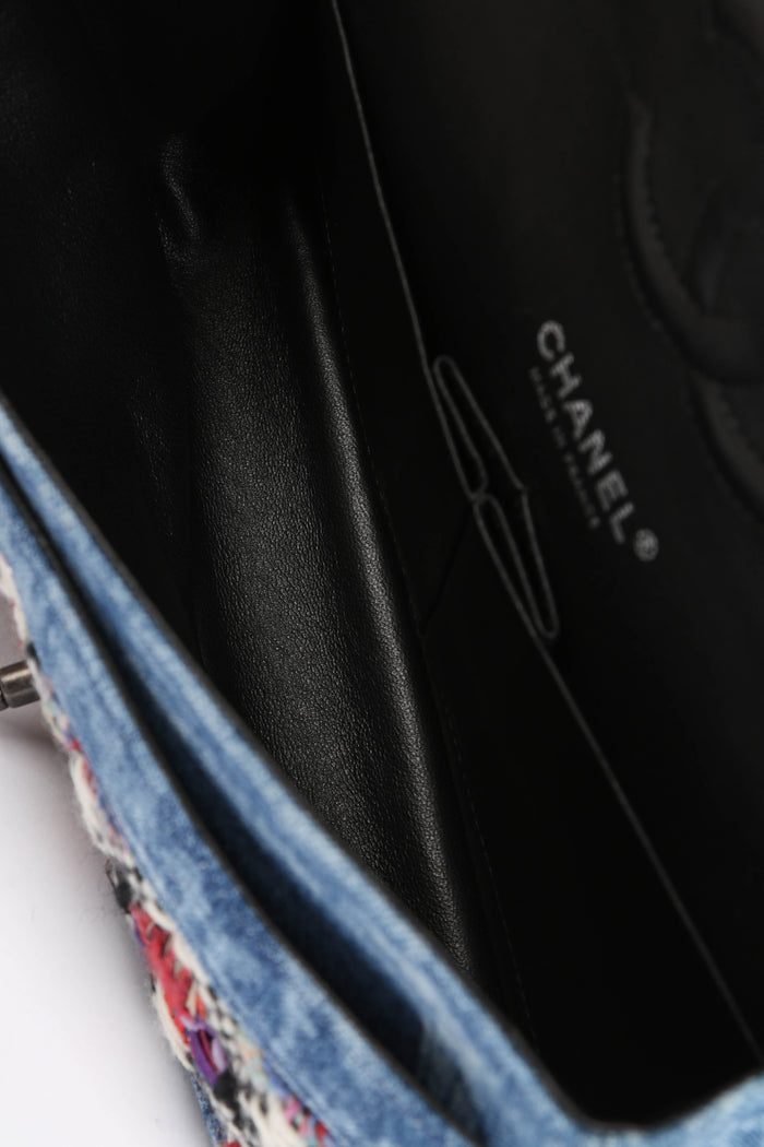 2010s Chanel Denim and Tweed Medium Double Flap Bag