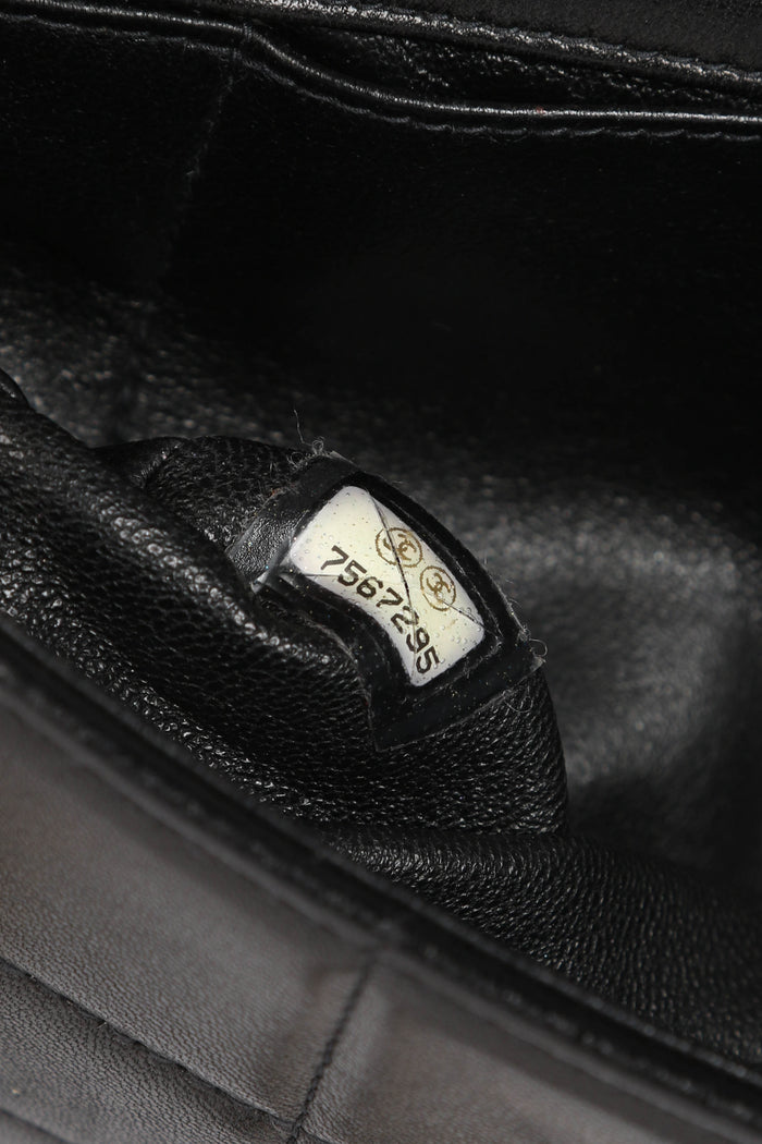 2000s Chanel Black Lambskin Leather East West Chocolate Bar Shoulder Bag