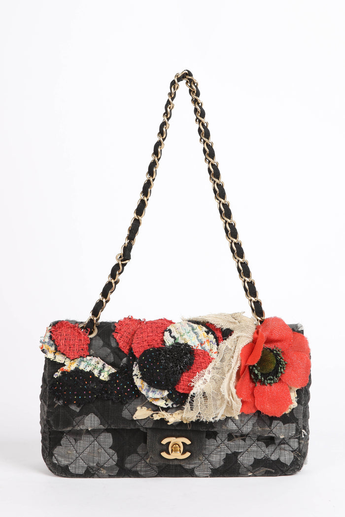 RARE Chanel Floral Embellished Single Flap Bag