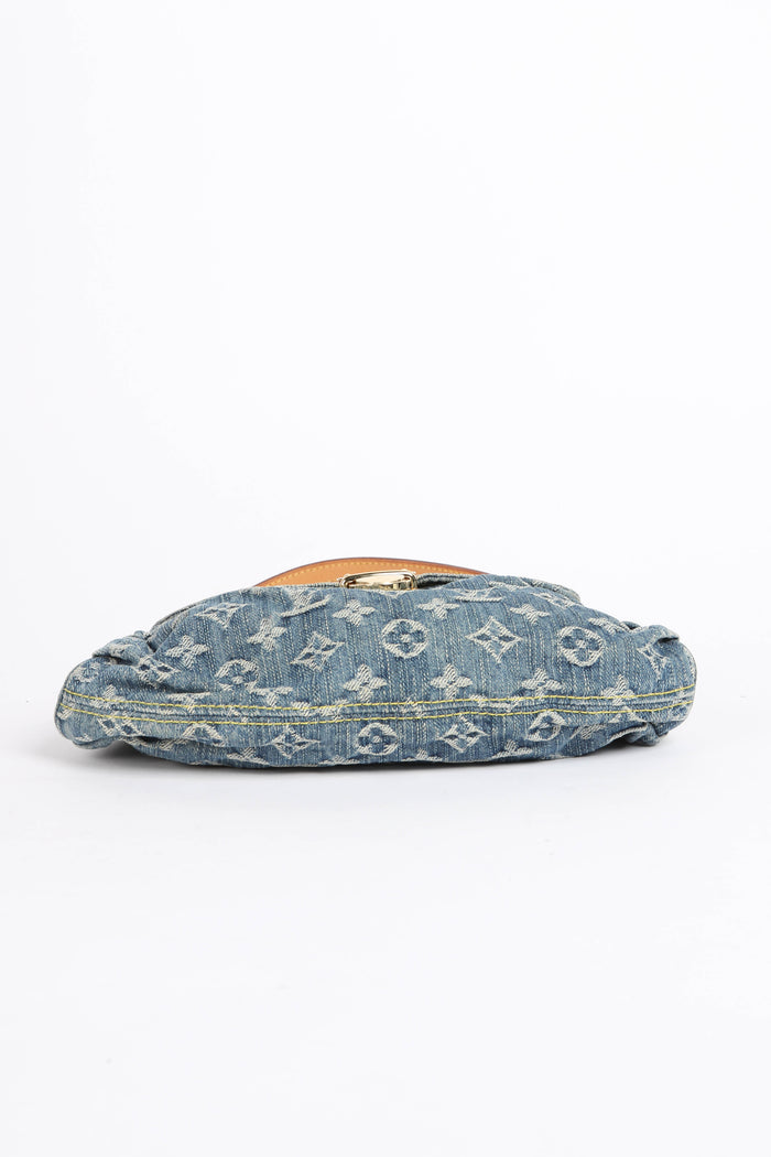 2000s Louis Vuitton Pleaty PM Blue Denim Shoulder Bag
