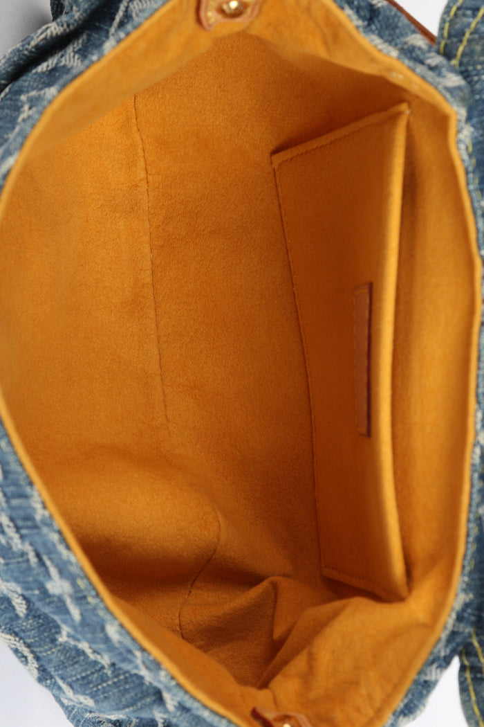 2000s Louis Vuitton Pleaty PM Blue Denim Shoulder Bag