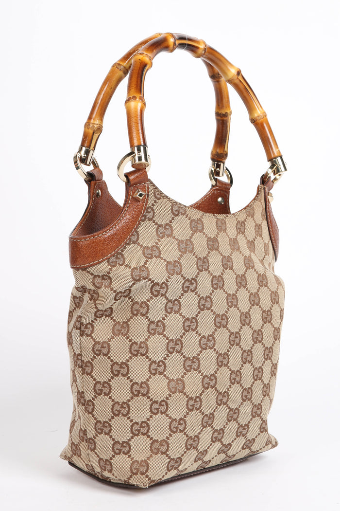 Vintage Gucci Monogram Bamboo Top Handle Bag
