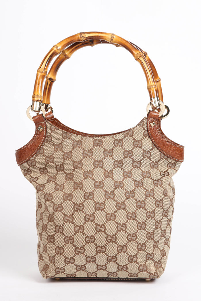 Vintage Gucci Monogram Bamboo Top Handle Bag