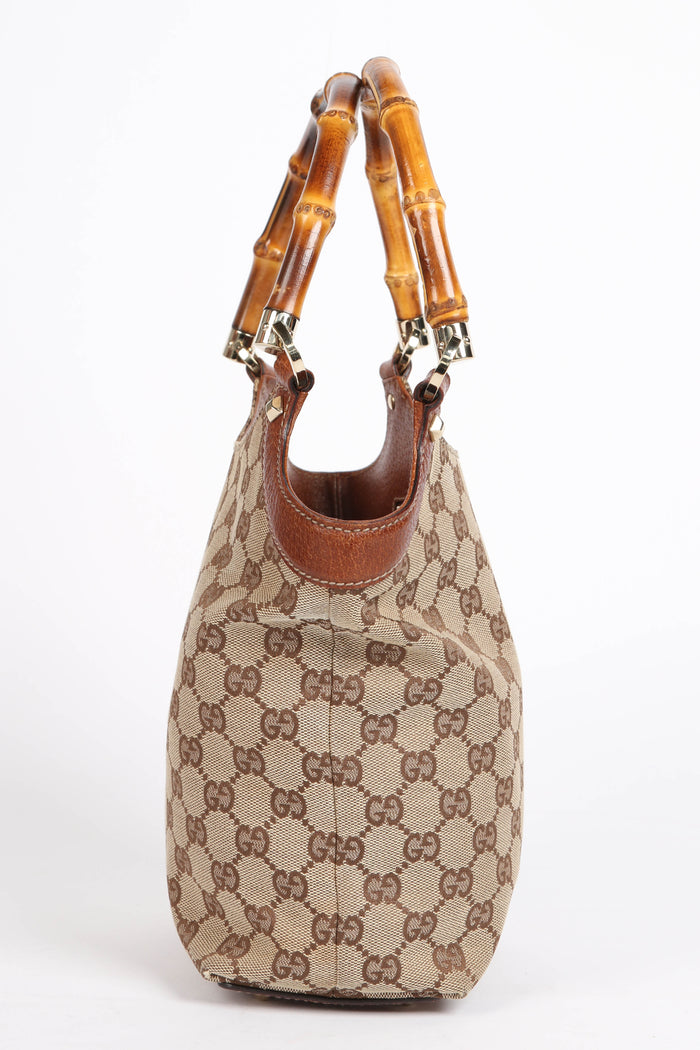 Vintage Gucci Monogram Bamboo Top Handle Bag