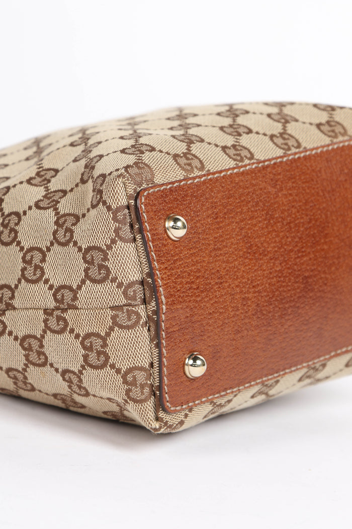Vintage Gucci Monogram Bamboo Top Handle Bag