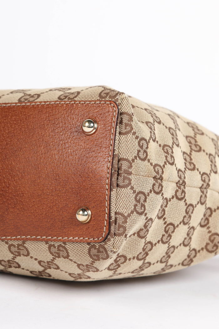 Vintage Gucci Monogram Bamboo Top Handle Bag
