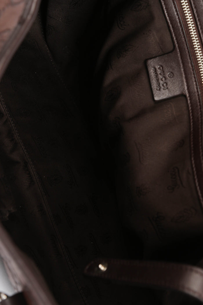 Vintage Gucci Brown Leather Monogram Shoulder Bag