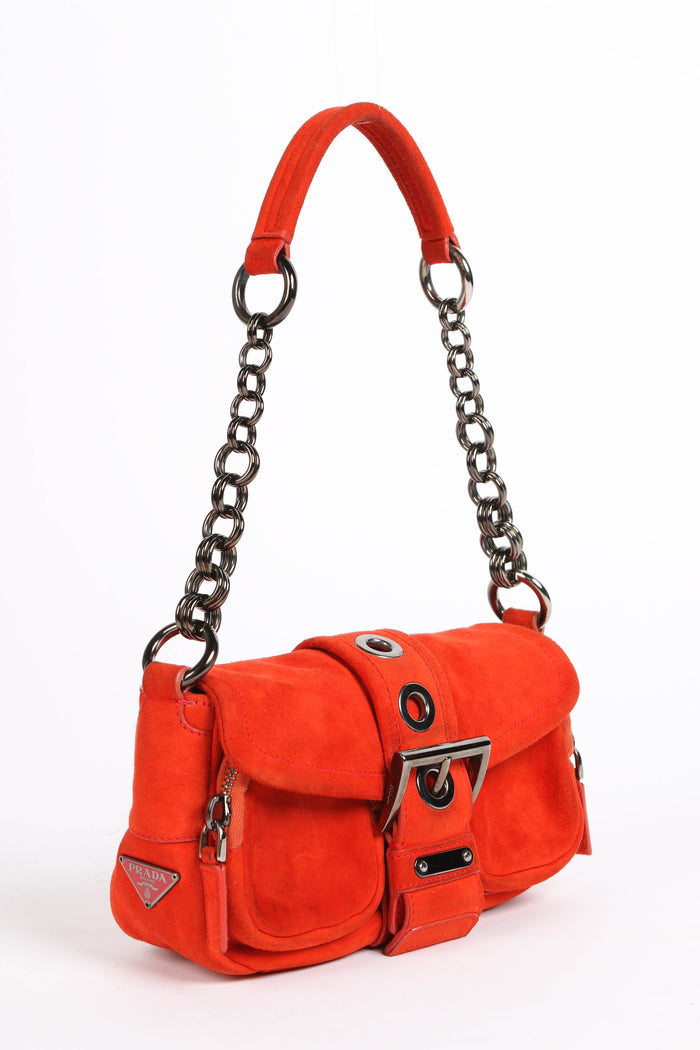 Prada Orange Suede Mini Shoulder Bag