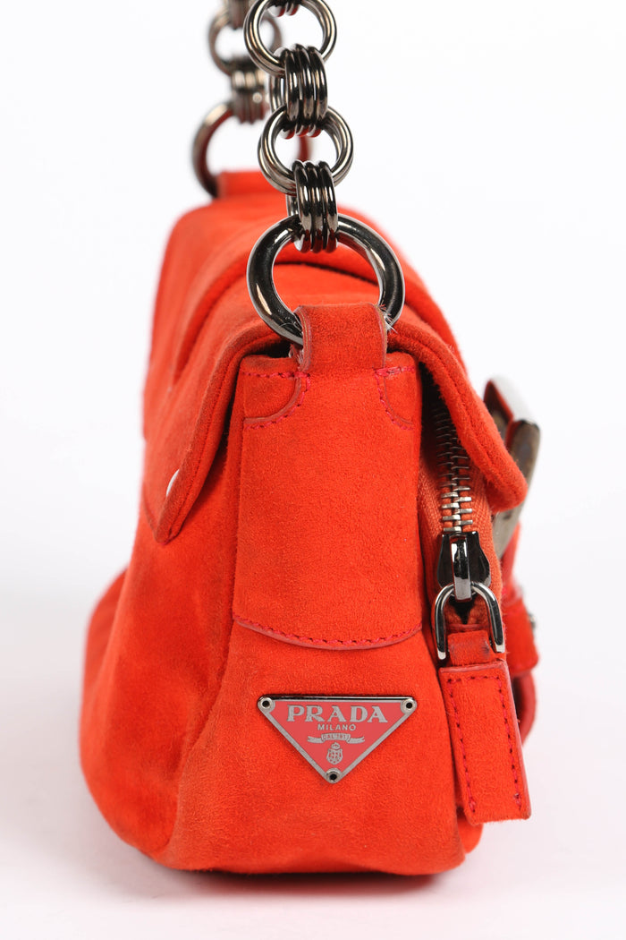 Prada Orange Suede Mini Shoulder Bag