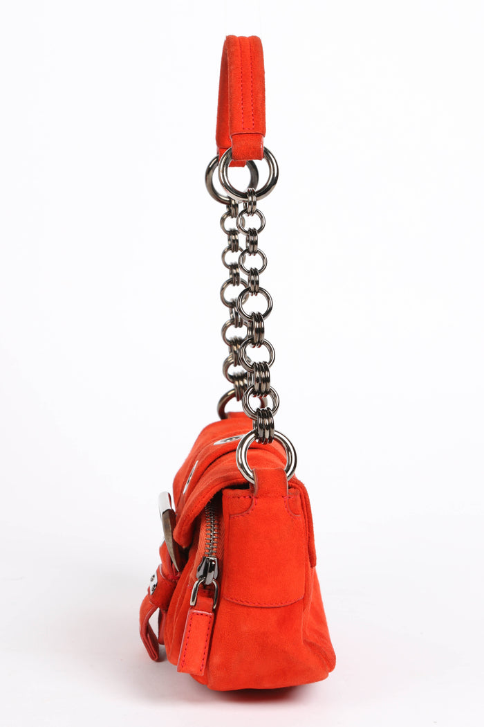 Prada Orange Suede Mini Shoulder Bag