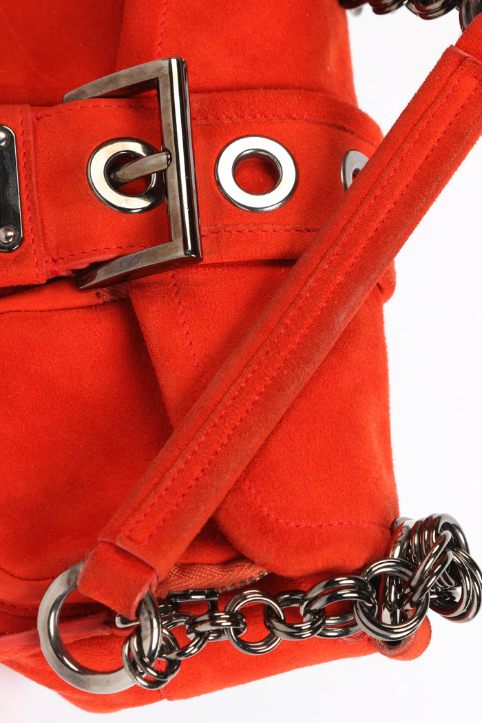 Prada Orange Suede Mini Shoulder Bag