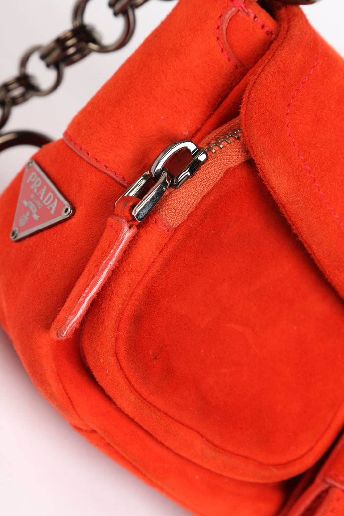Prada Orange Suede Mini Shoulder Bag
