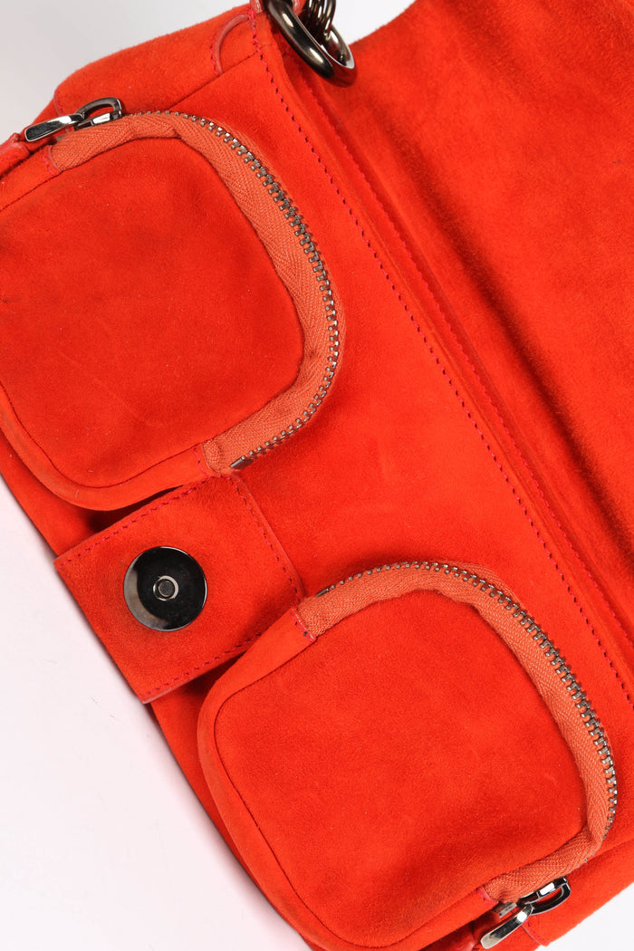 Prada Orange Suede Mini Shoulder Bag
