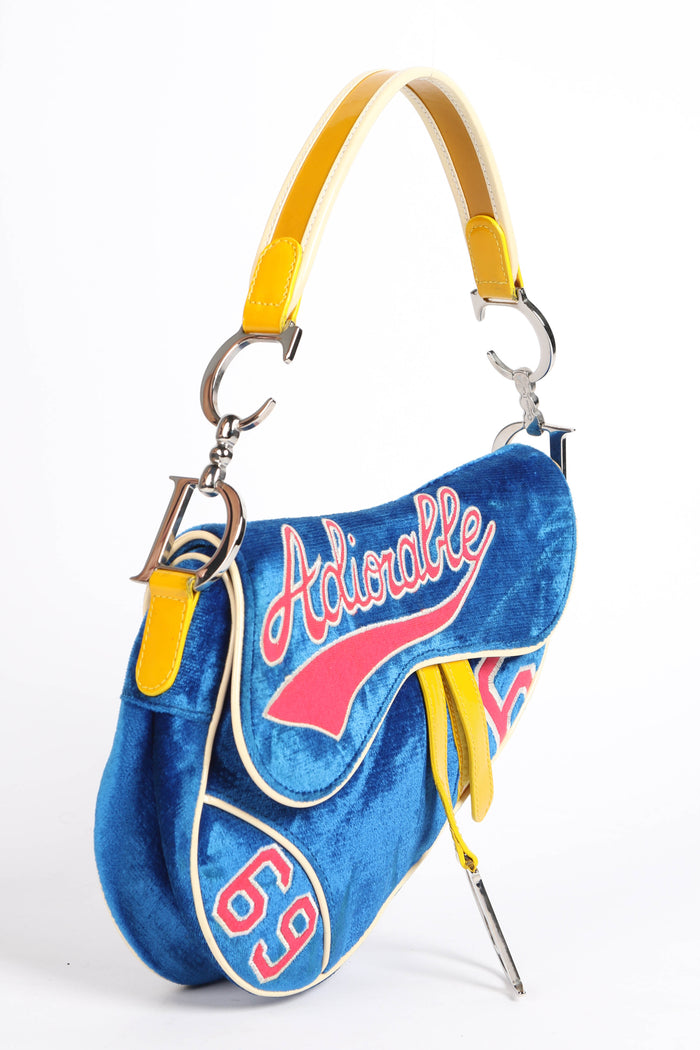 RARE 2003 Christian Dior John Galliano Adiorable Blue Saddle Bag