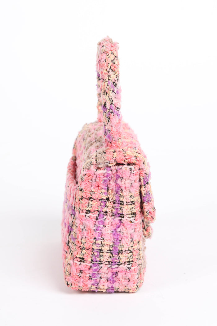 SUPER RARE Chanel Pink Tweed Mini Top Handle Bag