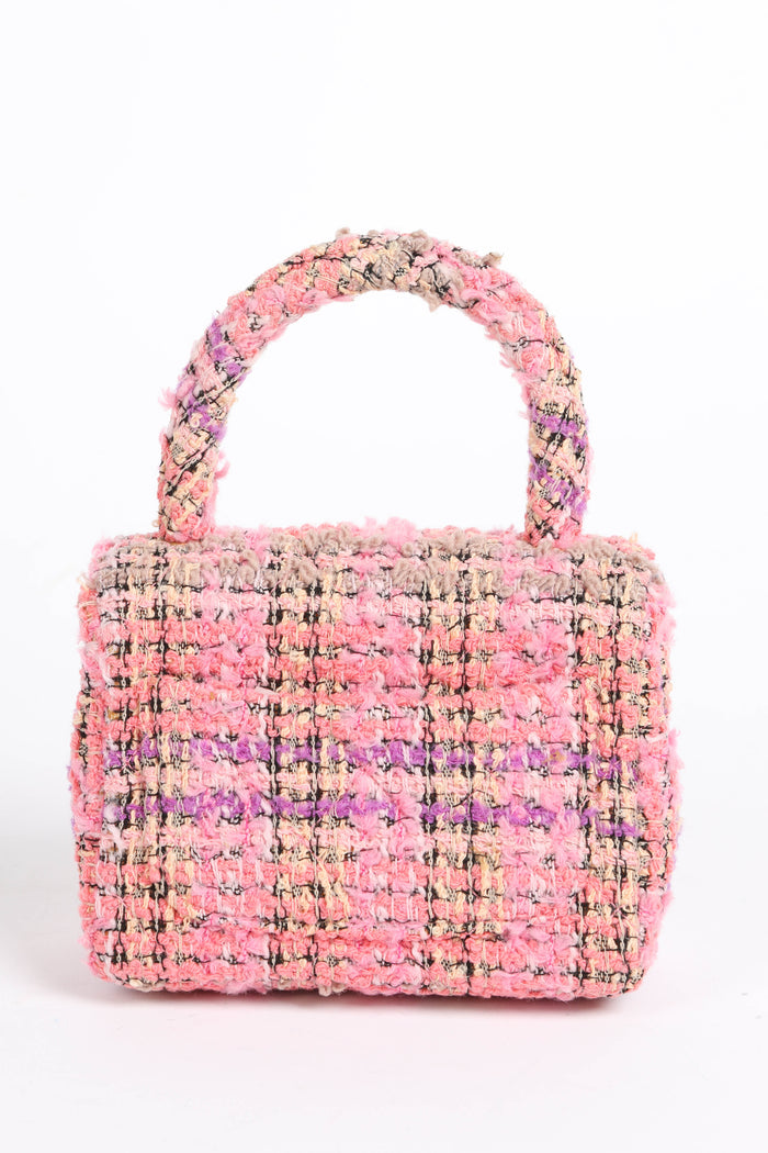 SUPER RARE Chanel Pink Tweed Mini Top Handle Bag