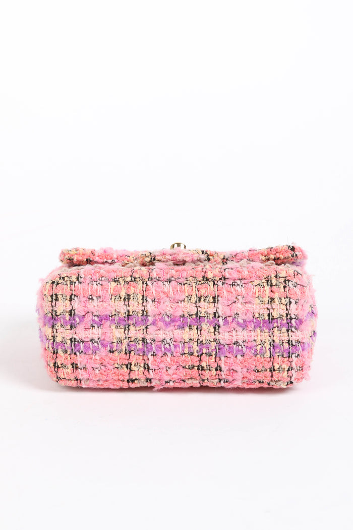 SUPER RARE Chanel Pink Tweed Mini Top Handle Bag