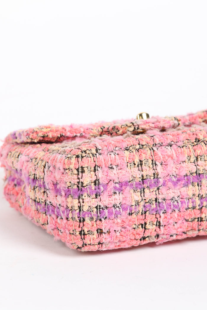 SUPER RARE Chanel Pink Tweed Mini Top Handle Bag