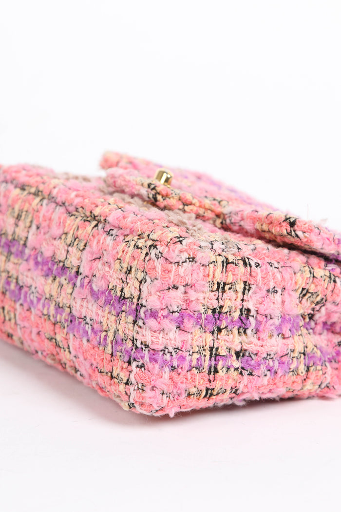 SUPER RARE Chanel Pink Tweed Mini Top Handle Bag