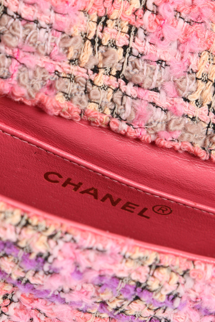 SUPER RARE Chanel Pink Tweed Mini Top Handle Bag