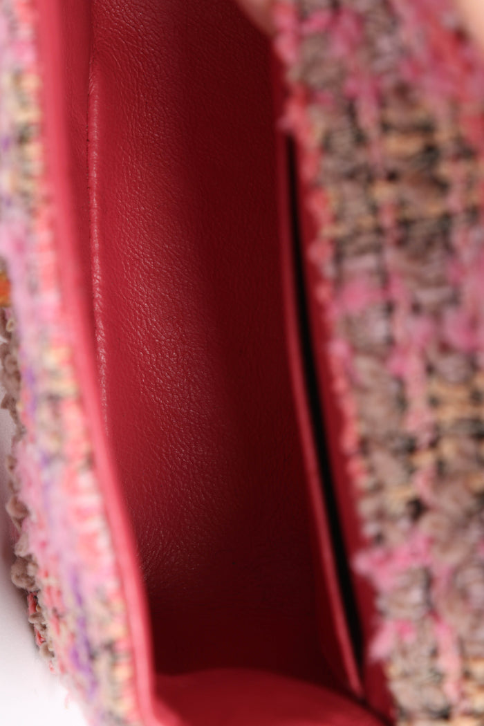 SUPER RARE Chanel Pink Tweed Mini Top Handle Bag