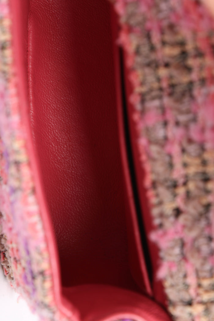 SUPER RARE Chanel Pink Tweed Mini Top Handle Bag