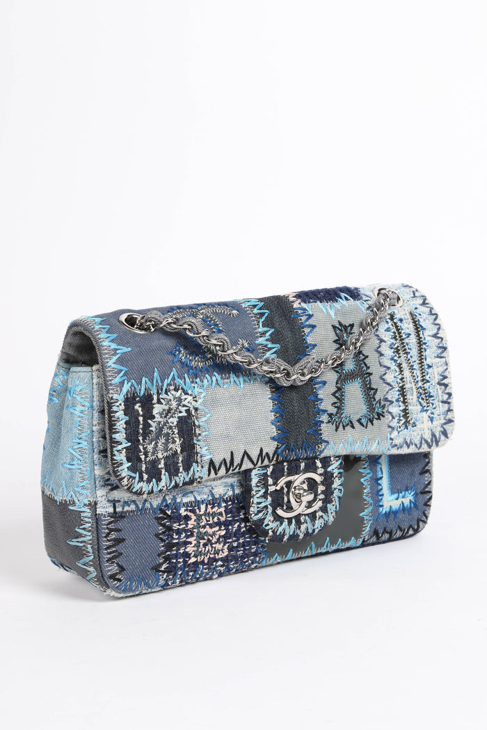RARE 2010s Chanel Denim Patchwork Medium Flap Shoulder Bag