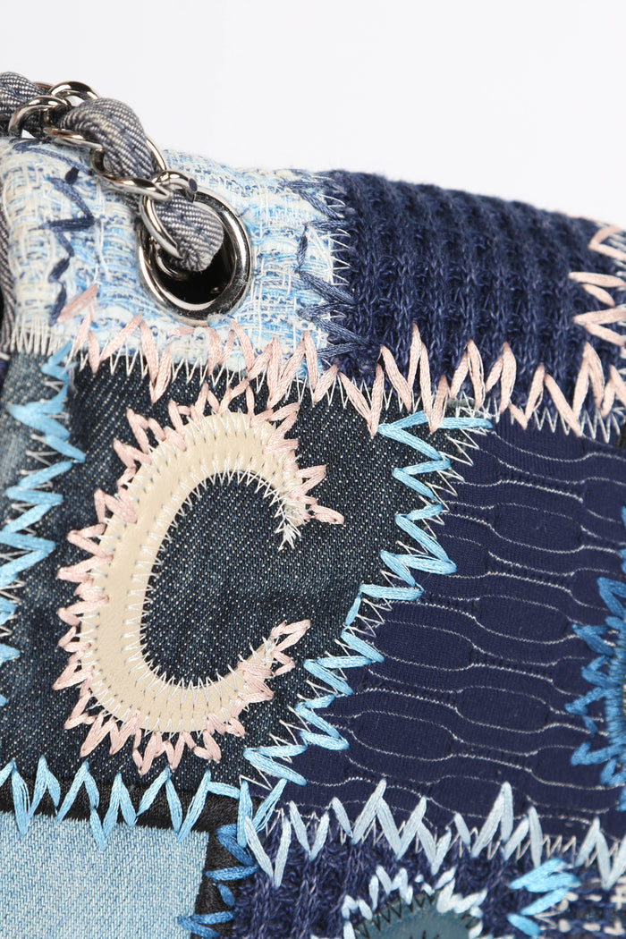 RARE 2010s Chanel Denim Patchwork Medium Flap Shoulder Bag