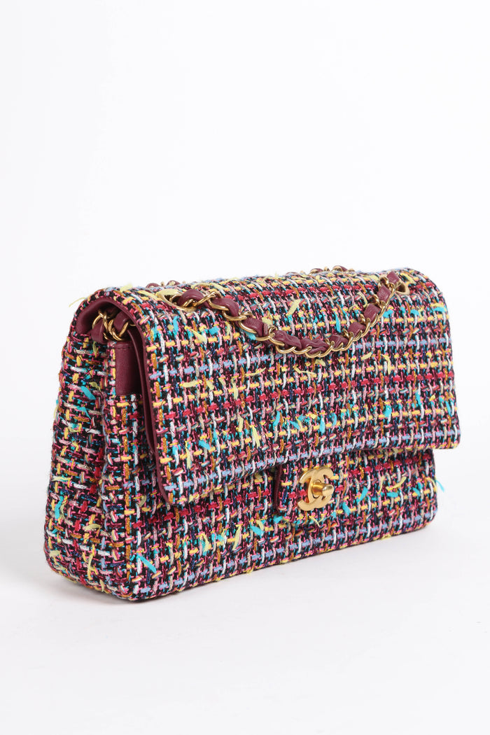 2020s Chanel Multicoloured Tweed Medium Double Flap Bag
