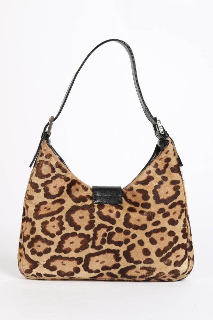 Vintage Fendi Leopard Print Pony Hair Shoulder Bag