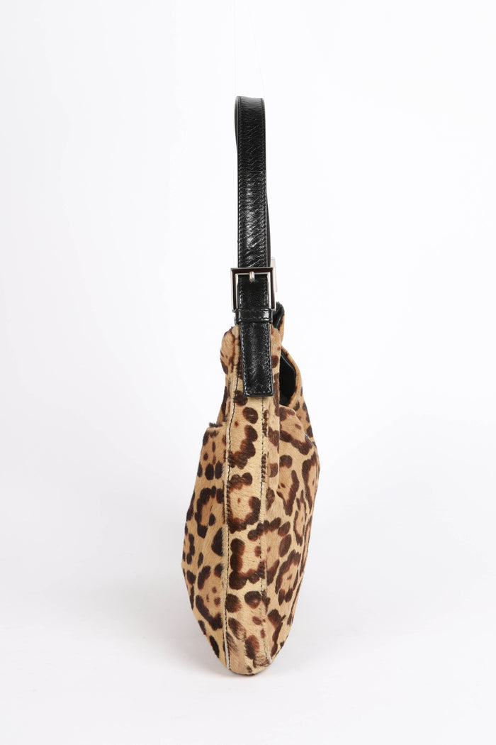 Vintage Fendi Leopard Print Pony Hair Shoulder Bag