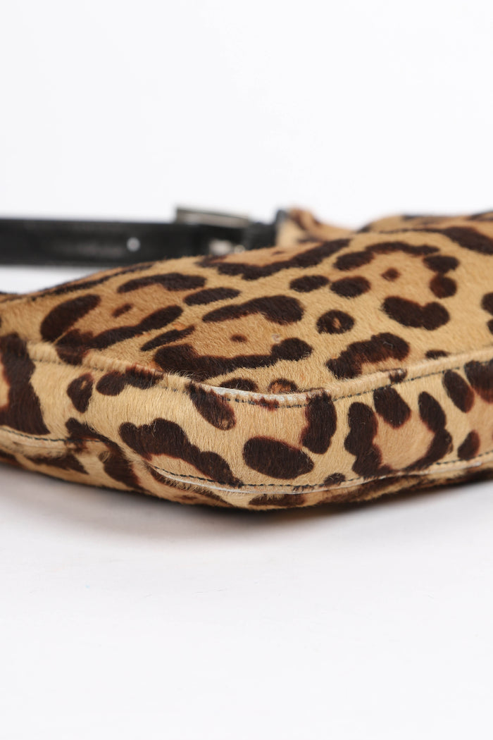 Vintage Fendi Leopard Print Pony Hair Shoulder Bag