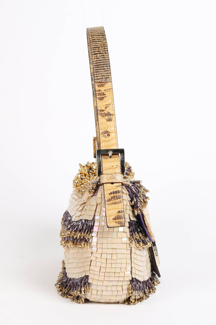 SUPER RARE Fendi Gold Bead Embellished Baguette Bag