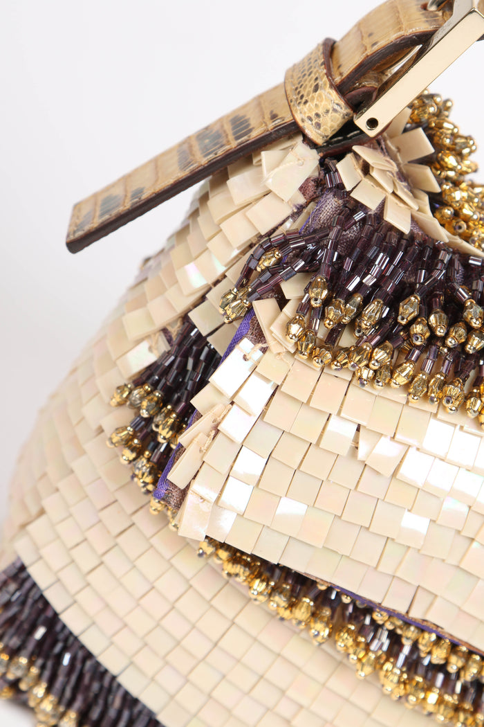 SUPER RARE Fendi Gold Bead Embellished Baguette Bag