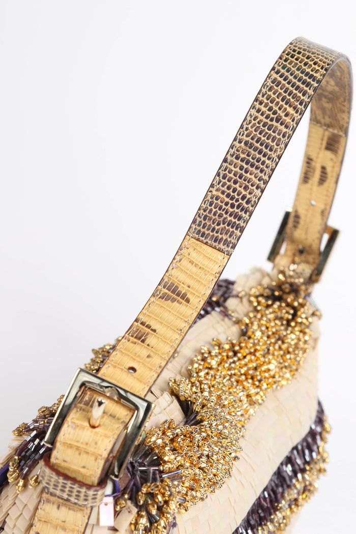 SUPER RARE Fendi Gold Bead Embellished Baguette Bag