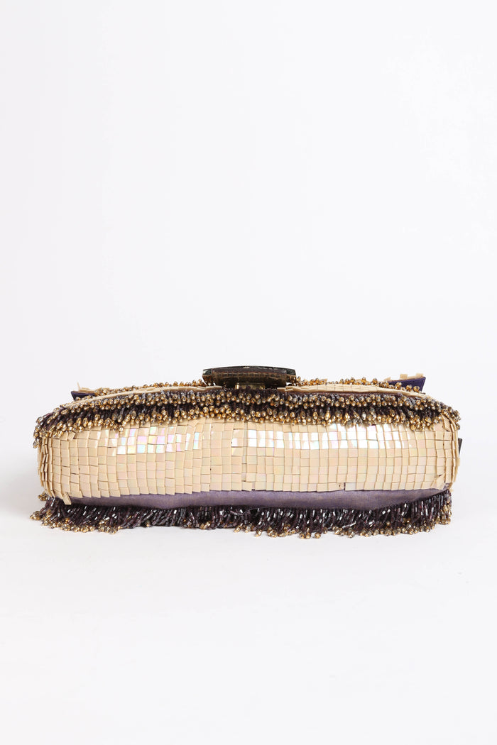 SUPER RARE Fendi Gold Bead Embellished Baguette Bag