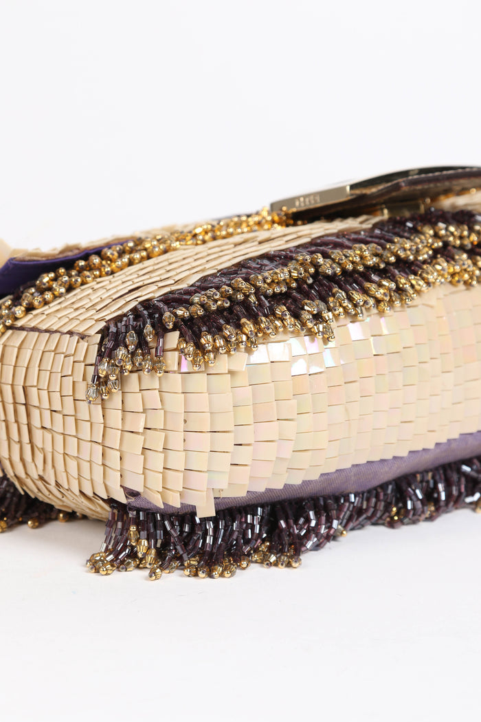 SUPER RARE Fendi Gold Bead Embellished Baguette Bag